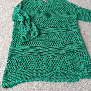 Show Me Your MuMu Teal Crochet Knit Top